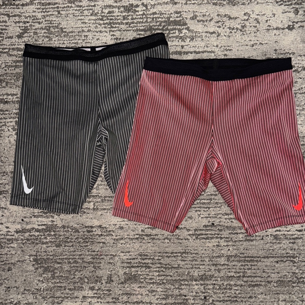 Nike Women's Athletic Shorts - Black and Red Stripes